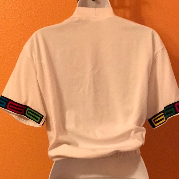 Embroidered Multicolored Elastic Waist Crop Top - Picture 6 of 6